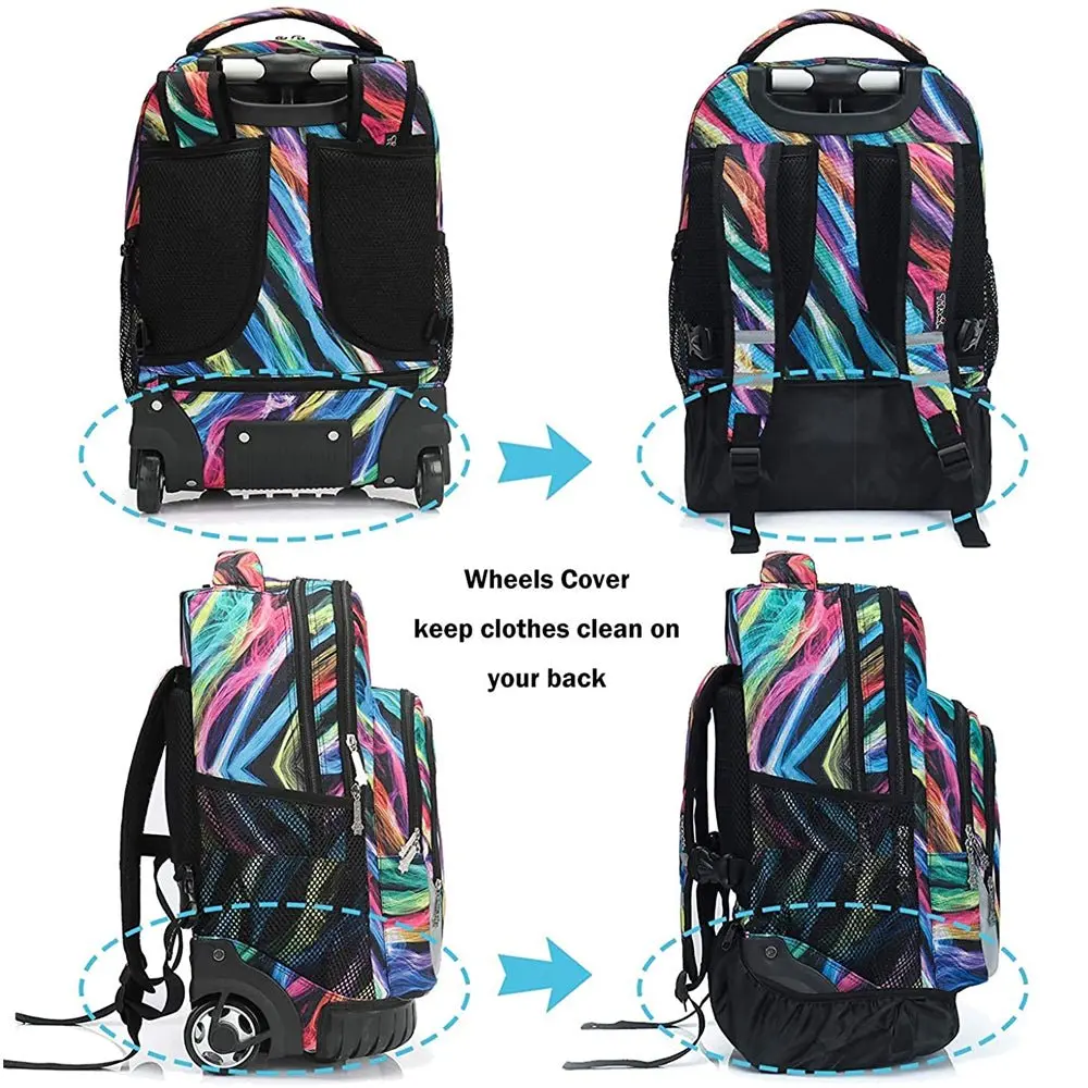 Rolling Backpack 19 inch Wheeled LAPTOP Boys Girls Travel School Student Trip…