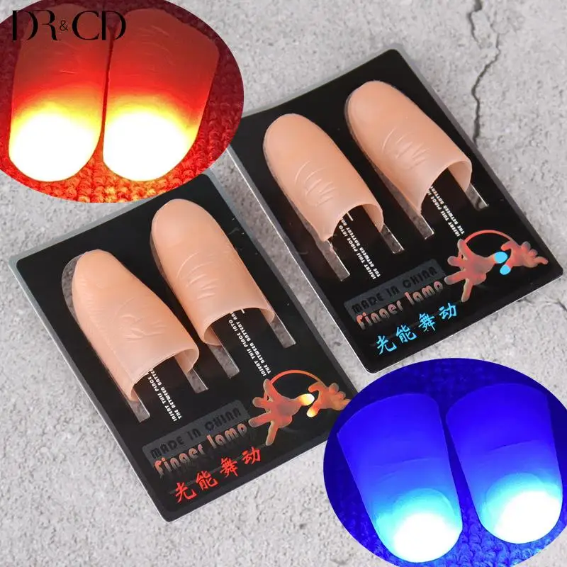 2 Pcs/set Magic Thumbs Light Toys For Adult Close-up Magic Props Blue Red Light Led Flashing Fingers Party Toys For Children