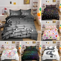musical note bedding set 23pcs fashionable psychedelic quilt cover with pillowcase soft microfiber duvet covers drop shipping