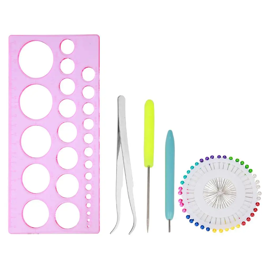 

DIY Paper Quilling Tool Kit Plastic Tweezer Quilling Ruler Needle Rolling Pen Plate Cone Bead Craft Supplies for Scrapbooking