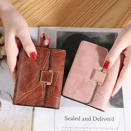 

Кошельки из искусственной кожи для женщин, короткие кошельки, Женские клетчатые кошельки, кошелек с держателем для карт, Модный женский мал...