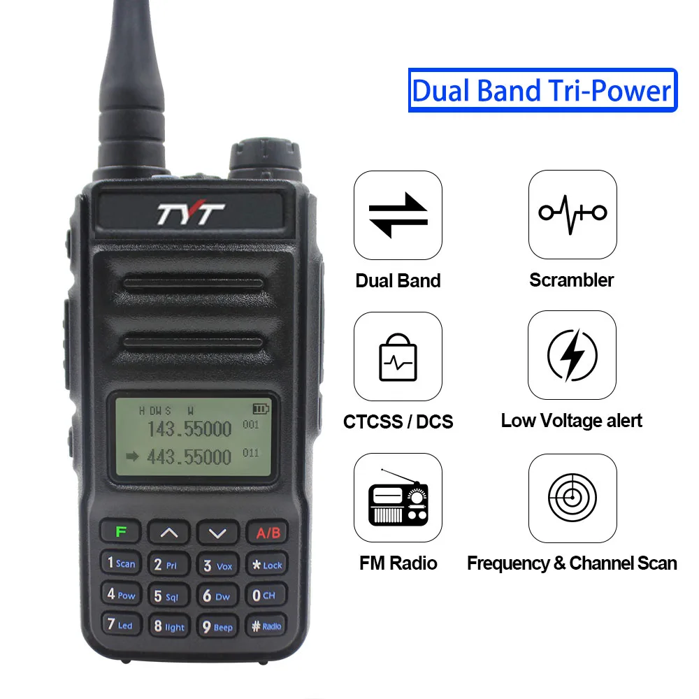 1/2PCS TYT TH-UV88 Talkie Walkie tyt dual band VOX Scrambler FM radio 136-174MHz & 400-480MHz UHF/VHF portable two way radio