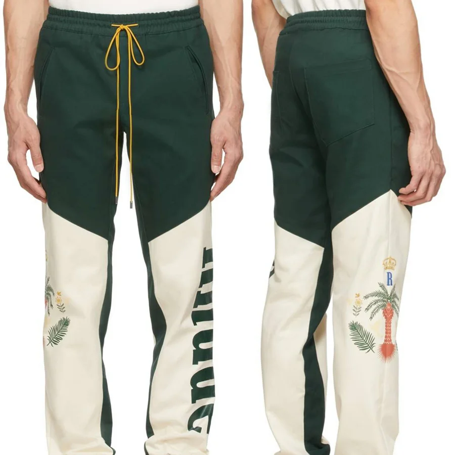 

Мужские и женские тренировочные брюки ревеня, комбинезоны высшего качества в стиле пэчворк, с кулиской, 1:1