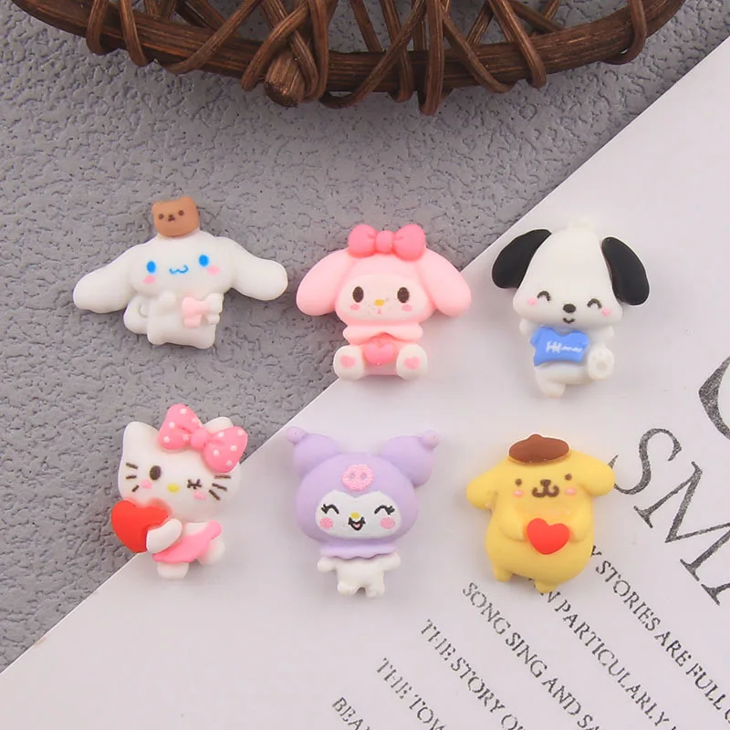 

10 шт., милые аксессуары для ногтей Sanrio Hello Kittys Kuromi Diy, милый аниме крем из смолы для ногтей, клейкий чехол, украшение для волос, Оптовая продажа,...