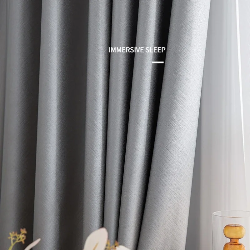 Simplified European Luxurious Solid Color Modern Blackout Curtains for Living Room Bedroom Dining Sun Protection