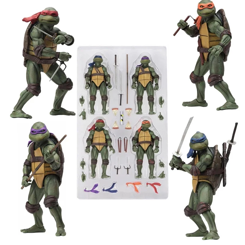 

4pcs/Set Teenage Mutant Ninja Turtles Action Figure NECA Raphael Da Vinci Michelangelo Donatello TMNT Model Toys