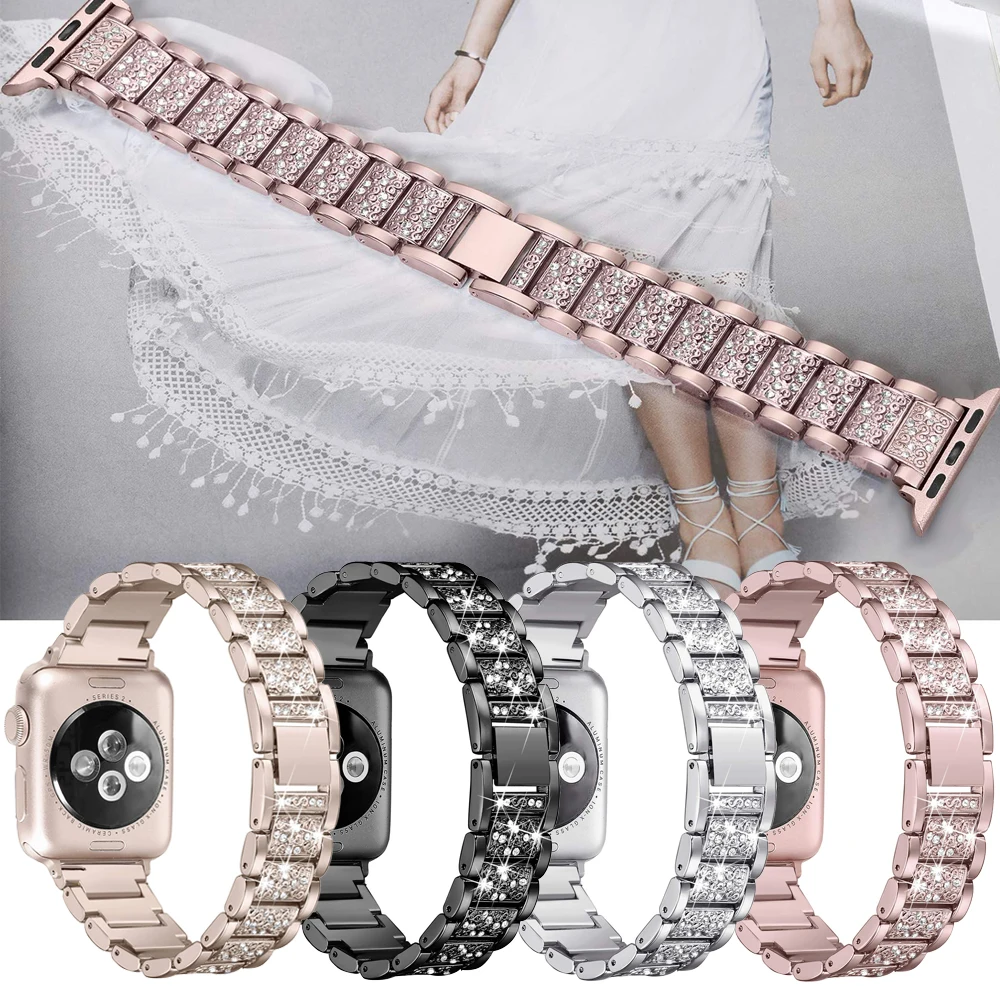 Металлический ремешок с бриллиантами Joyozy для Apple Watch