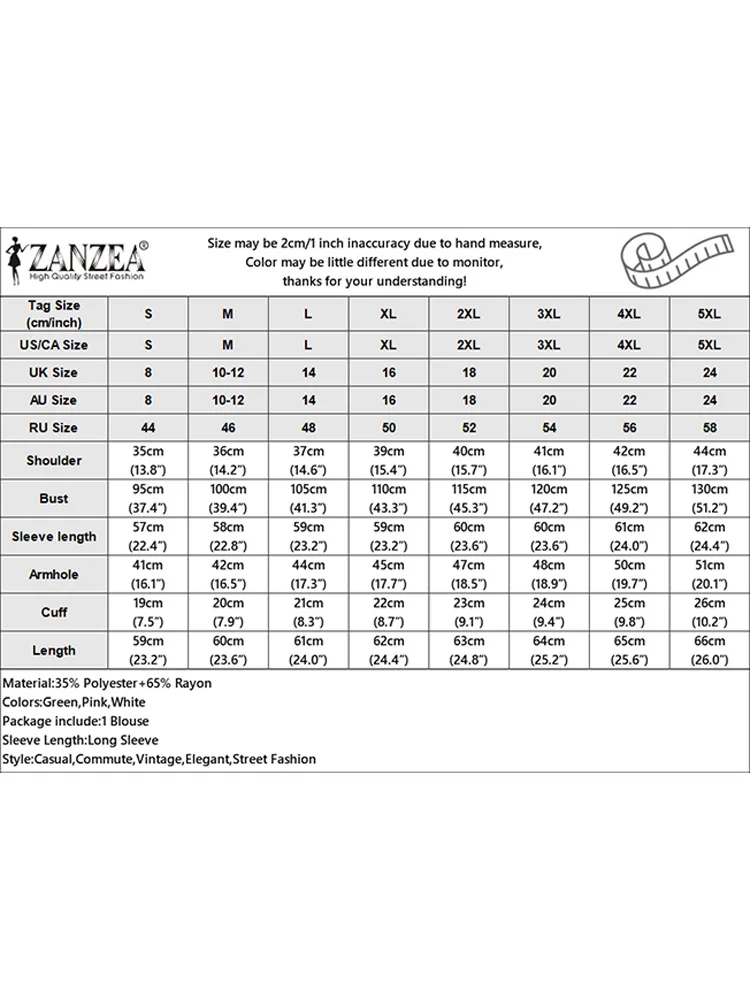 Летняя Блузка ZANZEA 2024 с пышными длинными рукавами элегантная женская однотонная