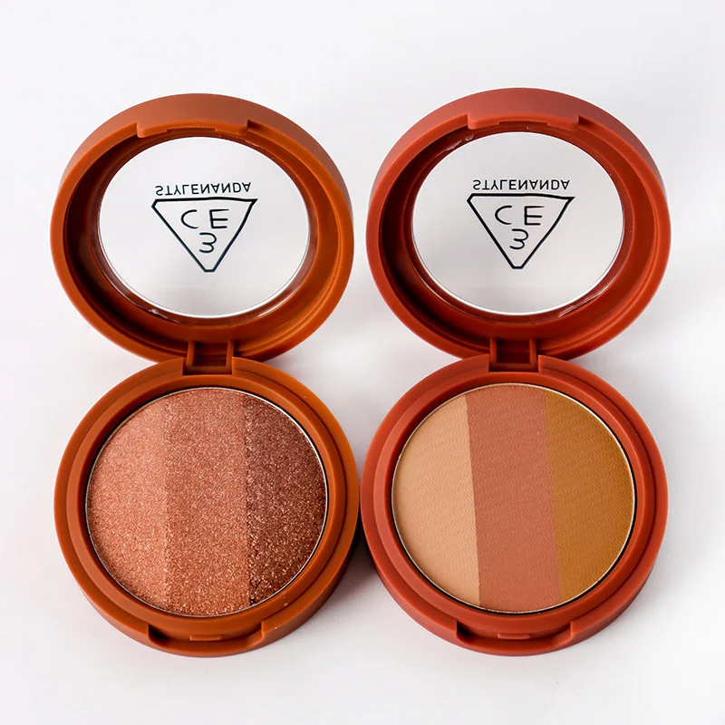 

Korea Three-color Eyeshadow Shimmer Velvet Matte Shadow Highlighter Triple Pumpkin Earth Color Nude Makeup Cosmetic Skincare