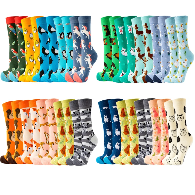 

Носки женские цветные в японском стиле Харадзюку, модные носки с изображением животных, фруктов, еды, корейские носки в стиле хип-хоп, осенне...