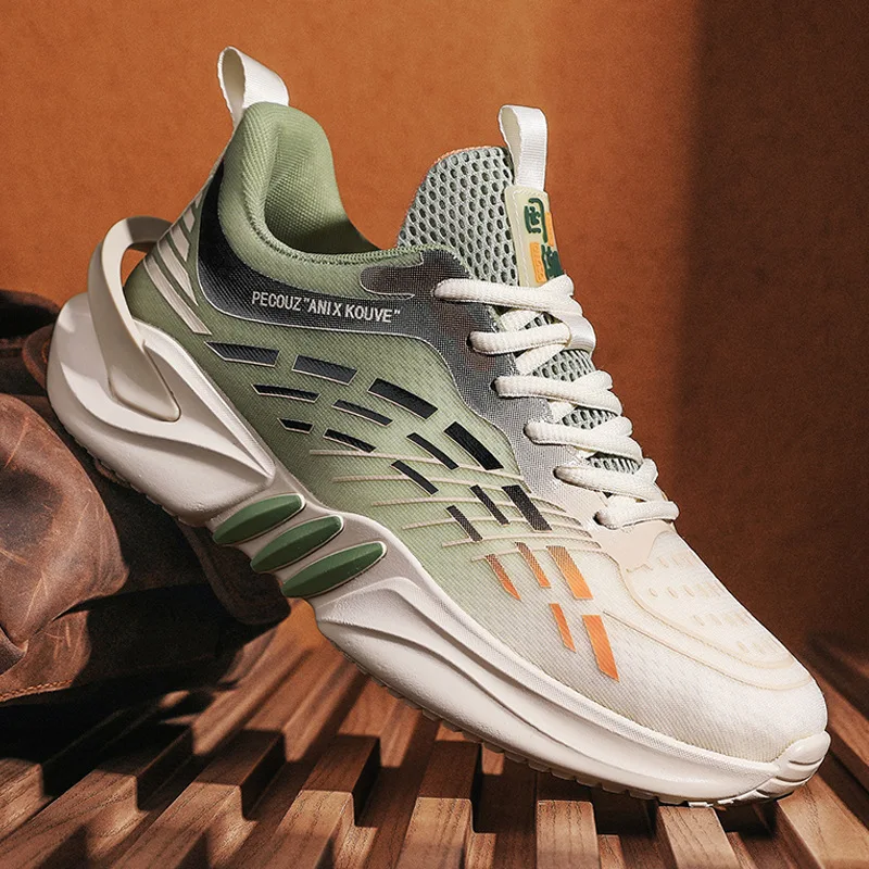 

Мужские кроссовки для бега, зеленые сетчатые дышащие кроссовки для увеличения роста