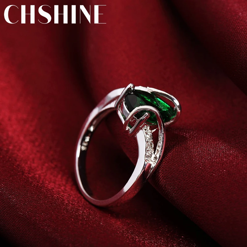 

Кольцо женское из серебра 925 пробы, с зелеными кристаллами