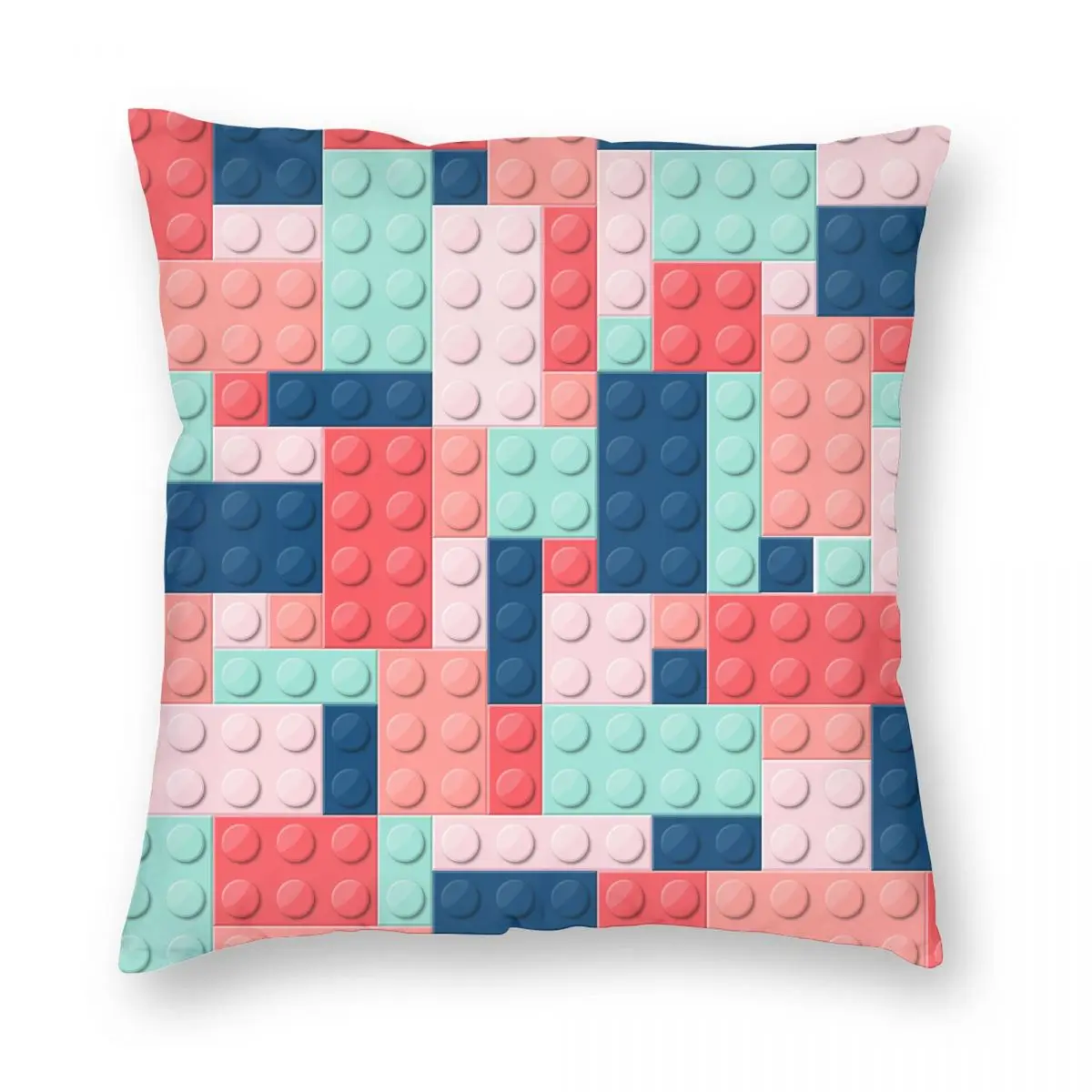

Building Blocks Red Blue Pillowcase Soft Fabric Cushion Cover Decorations Throw Pillow Case Cover Home Zippered 45*45cm