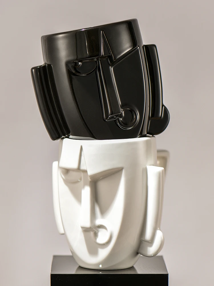 

Bathroom Accessories Creative Human Face Cup For Toothbrushes Ceramic Mouthwash Mug Toothbrush Holder Cup Couple Cups Popular