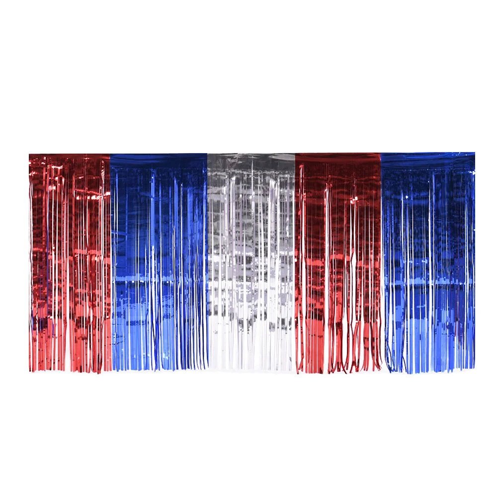 

Tinsel Foil Fringe Curtain 4th of July Foil Table Skirt Independence Day Table Skirt for Table Independence Day