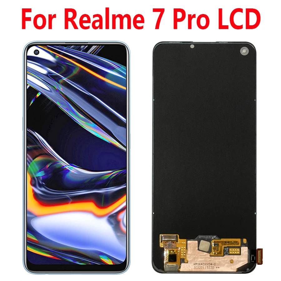 Оригинальный ЖК-дисплей 6,4 дюймов для Realme 7 Pro, сенсорная панель, дигитайзер, запасные части для Realme 7 Pro с рамкой RMX2170