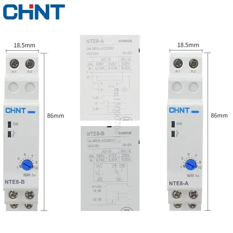 

Цифровой таймер CHINT NTE8-10B 120B 480B CE 220 в 230 В переменного тока, реле с задержкой включения и задержкой на широте, DIN-рейке