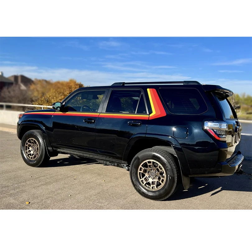 Трехцветная виниловая наклейка в стиле ретро с оранжевой полосой для Toyota 4runner