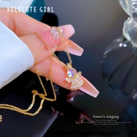 titanium steel aurora angel temperament micro inlaid diamond necklace female exquisite wind clavicle chain with accessories