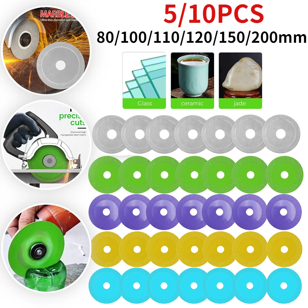 

5/10pcs Glass Cutting Disc 100mm Ultra-thin Saw Blade Jade Crystal Wine Bottles Grinding Chamfering Cutting Blade Glass Cutting