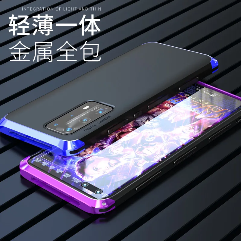 Hot! All-inclusive Hard Shell For Huawei P40 PRO Shockproof Case P40Pro Frosted Textured Phone Metal Frame PC Back Cover