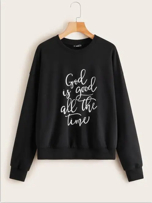 ZBBRDD GOD IS GOOD ATT THE TIME Letter Women Sweatshirts Streetwear Full Long Sleeve  Pullovers Graphic Clothing Drop shipping