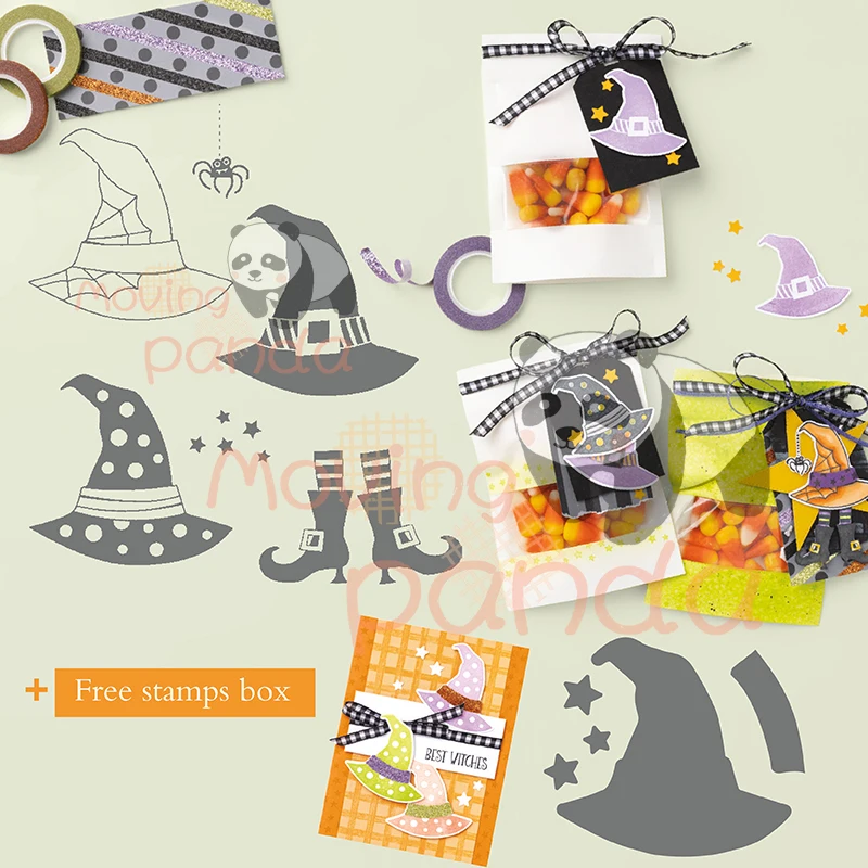 

Moving Panda New Witch Hat Stamps And Cutting Dies For Diy Dies Scrapbooking Handmade Decoration Hand Account Craft Cut Dies
