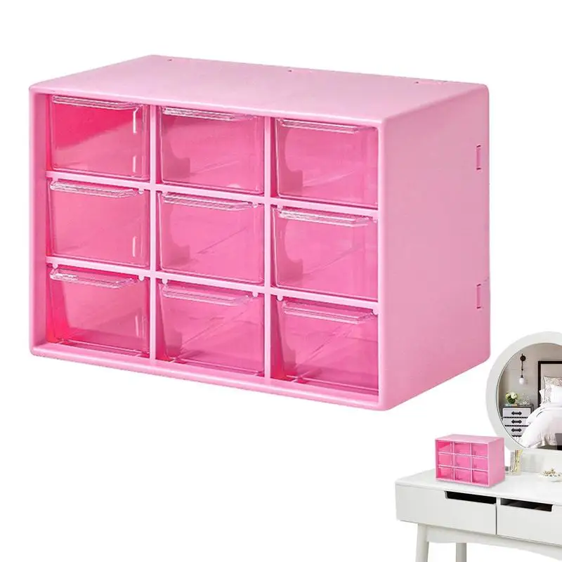 

Desktop Storage Box With Drawers Stackable Slide Rail Design Stationery Desk Organizer Large-Capacity Jewelry Display Box