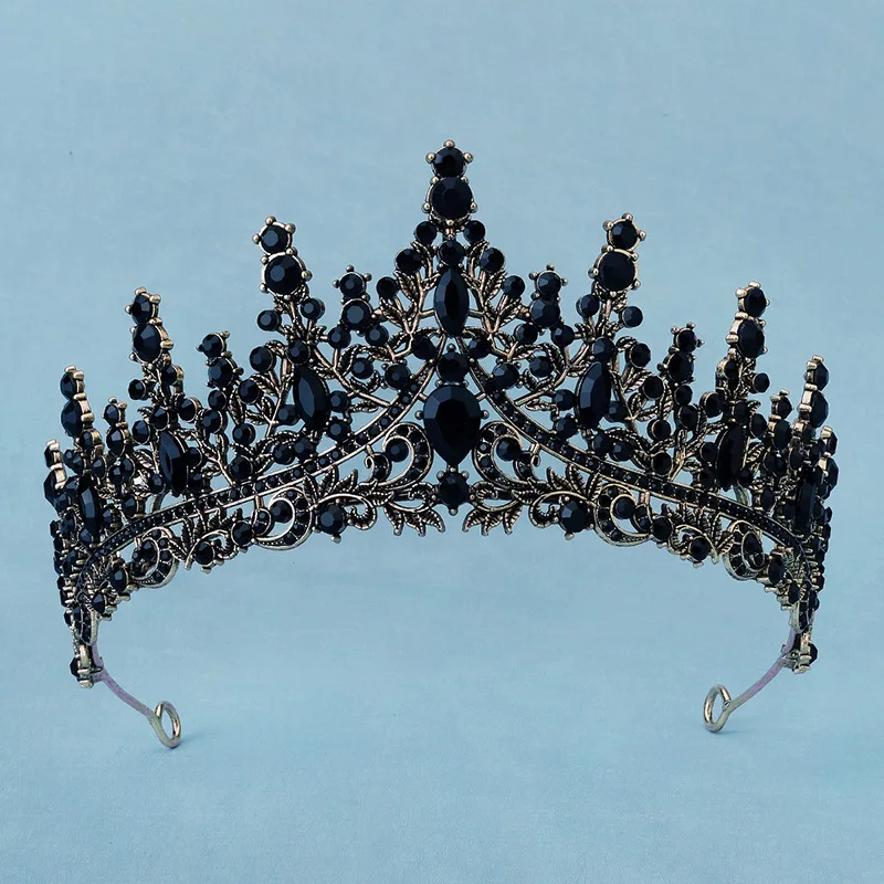 Женская Корона из черного барокко с кристаллами классические украшения для
