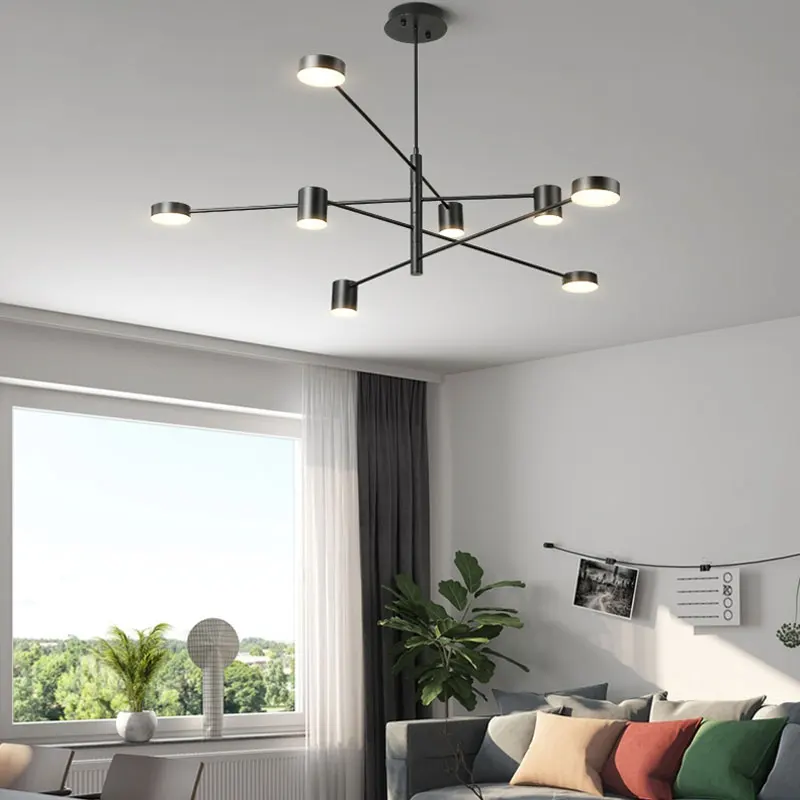 

Скандинавская простая современная светодиодная люстра в виде черной ветки, кухонные подвесные лампы для столовой, гостиной, спальни, домаш...