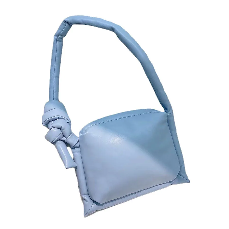 Unique Design High Quality PU Leather Filled Cotton Solid Color Shoulder Diagonal Small Square Bag Famous Brand Designer Satchel