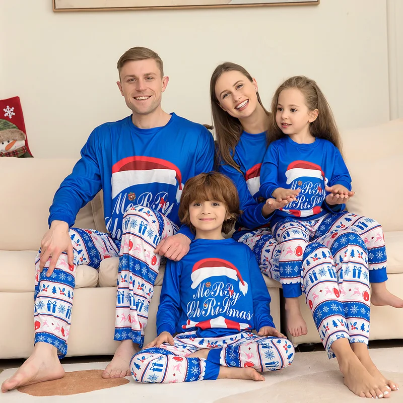 

2022 New Christmas Family Pajamas Fashion Letter Printing Quality Comfortable Fabric Christmas Suits Home Parent-Child Clothing