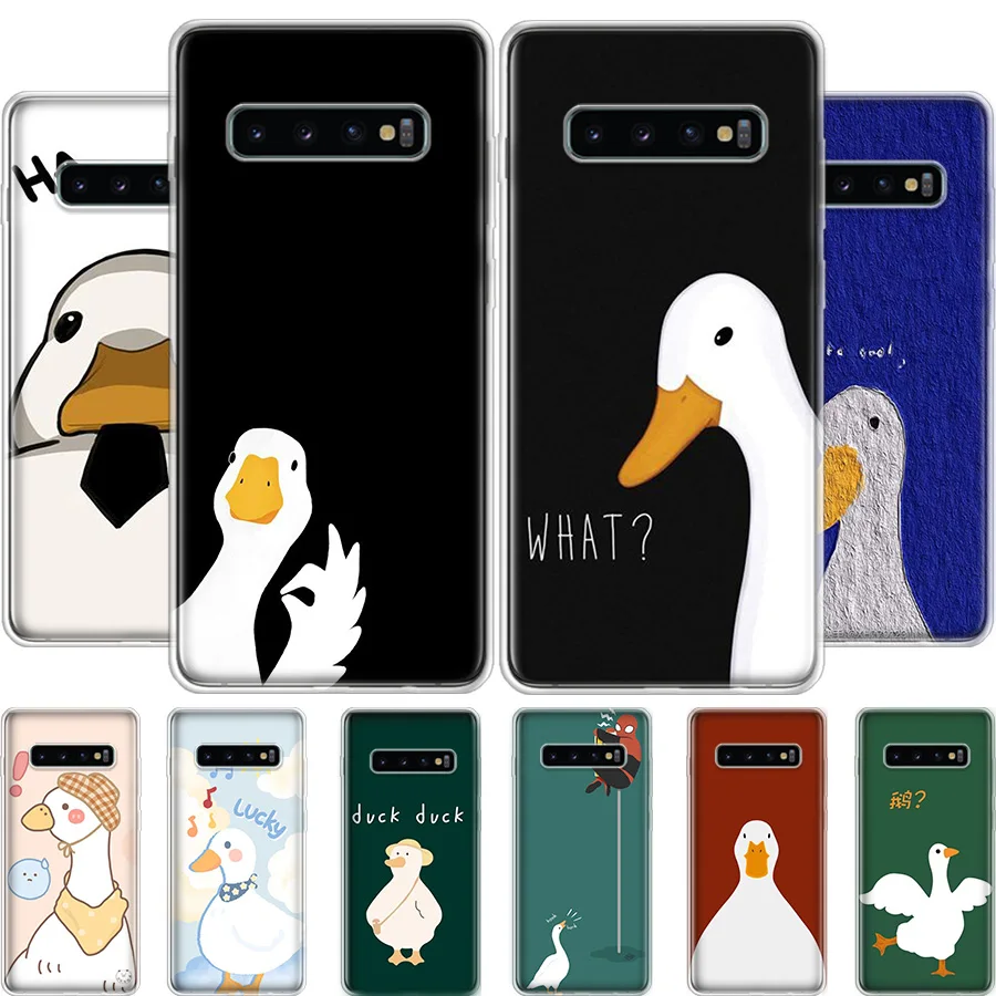 

Cartoon Cute Goose Duck Phone Case For Samsung Note 20 Ultra 10 Lite 9 8 M11 12 21 M30S M31S Galaxy M32 51 52 J8 J6 J4 Plus