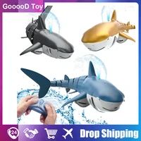 upgrade spray water rc shark toy 2 4g simulation remote control animals with lights submarine robots fish electric toys for boy