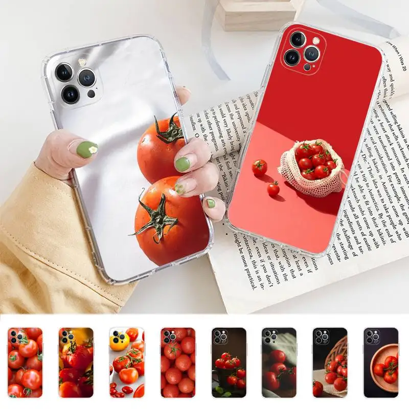 

Japan Korea Cute Tomato Pattern Phone Case For iPhone 11 12 13 14 Mini Pro Max XR X XS TPU Clear Case For 8 7 6 Plus SE 2020