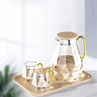 1 5l diamond texture glass teapot set hot cold water water jug transparent coffee pot home water carafe heat resistant teapot