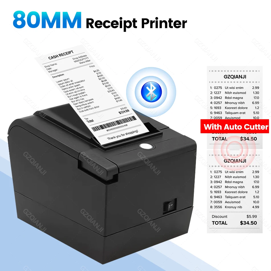 

80mm 3Inch Thermal Printer Automatic Cutter Receipt Bill Desktop POS Printer Bluetooth USB Ethernet for Restaurant Kitchen Shop