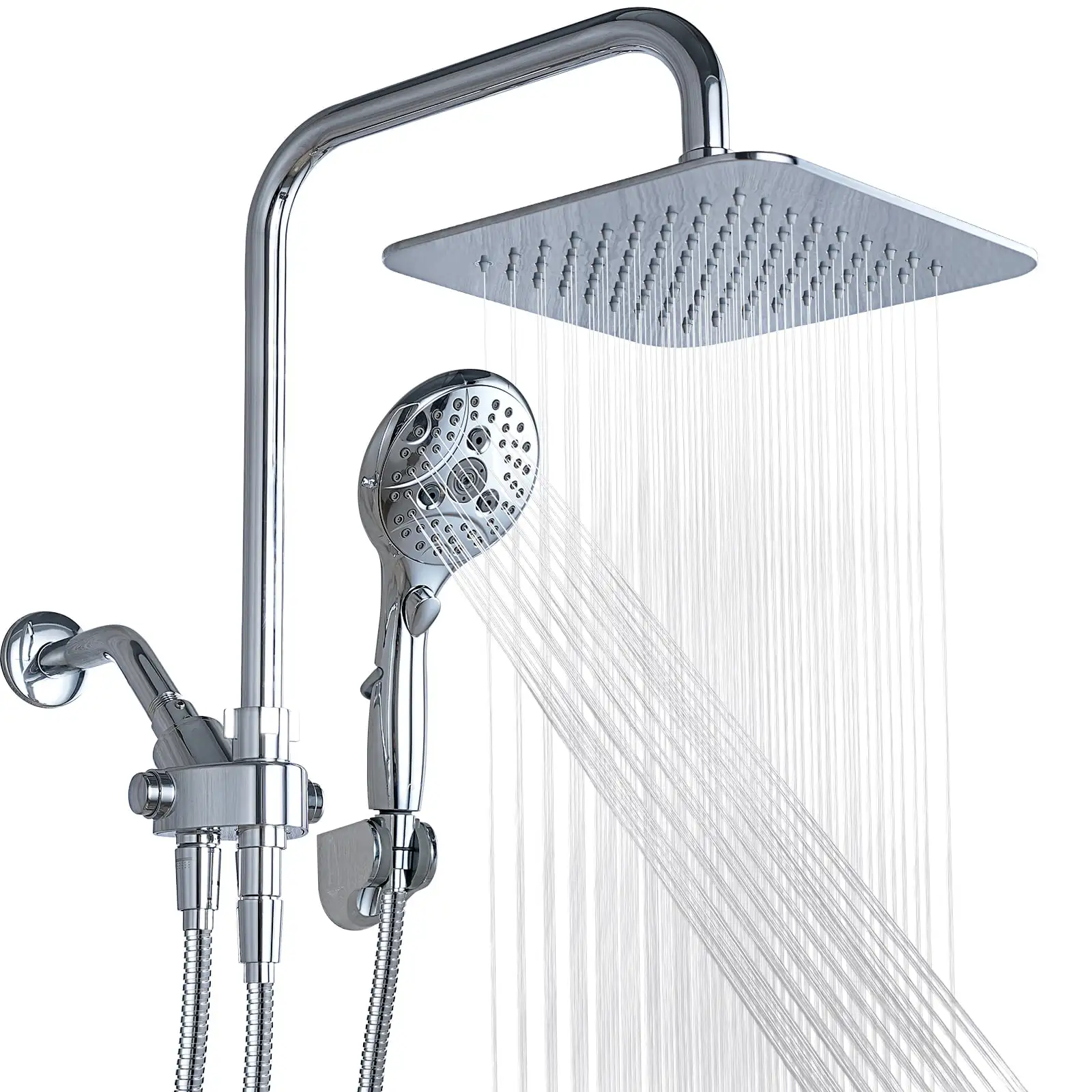 

VXV Adjustable Shower Head Combo, 8'' High Pressure Rain Shower Head, 5 Settings Adjustable Handheld Showers