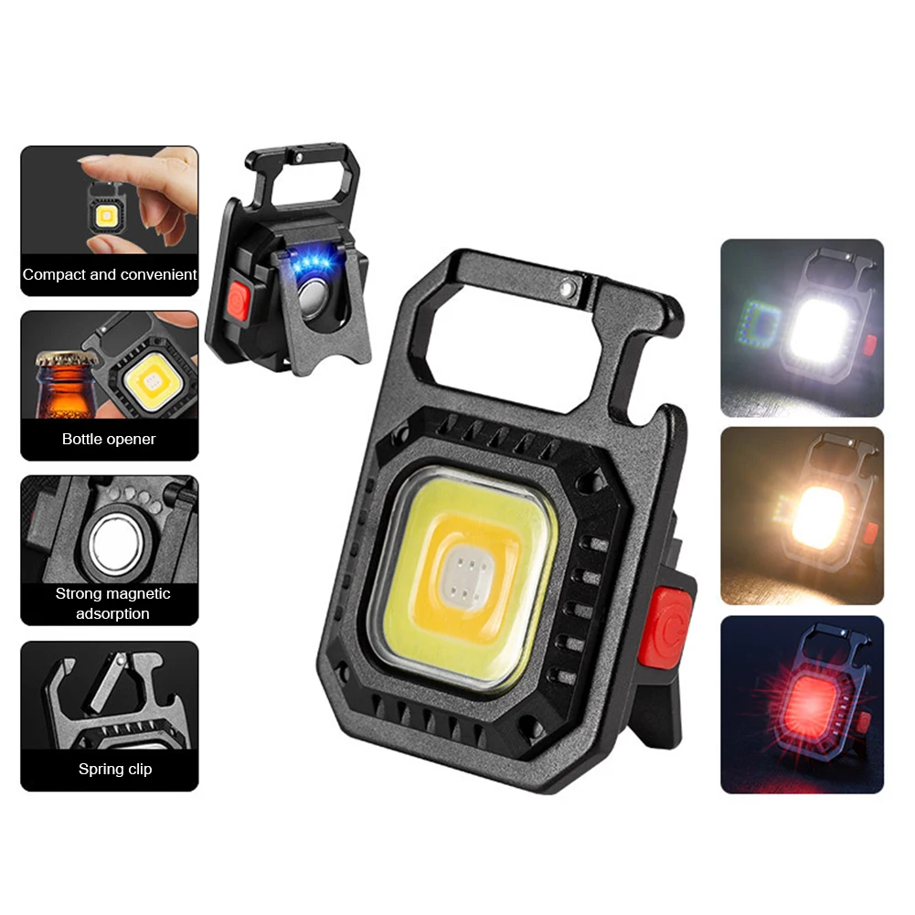 

COB LED Mini Keychains Flashlight 500lm Waterproof Pocket Work Lamp Black Flash Light Pocket Clip Fishing Climbing Lantern Light