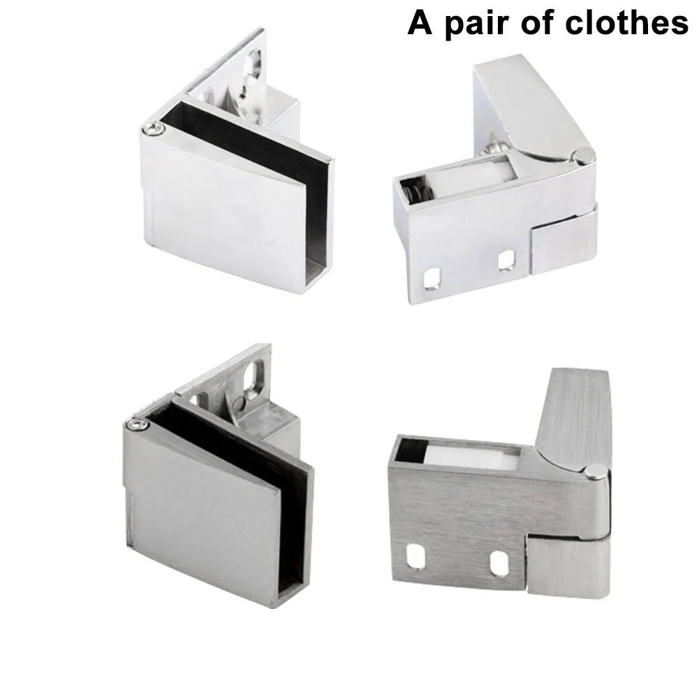

1 pair Self-closing Glass Door Hinge No Drilling Frameless Clamp Side Mounted Zinc Alloy Hardware Furniture Accessories