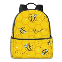 honeybee yellow printed multifunctional mens and womens backpacks business and travel laptop backpacks school bags