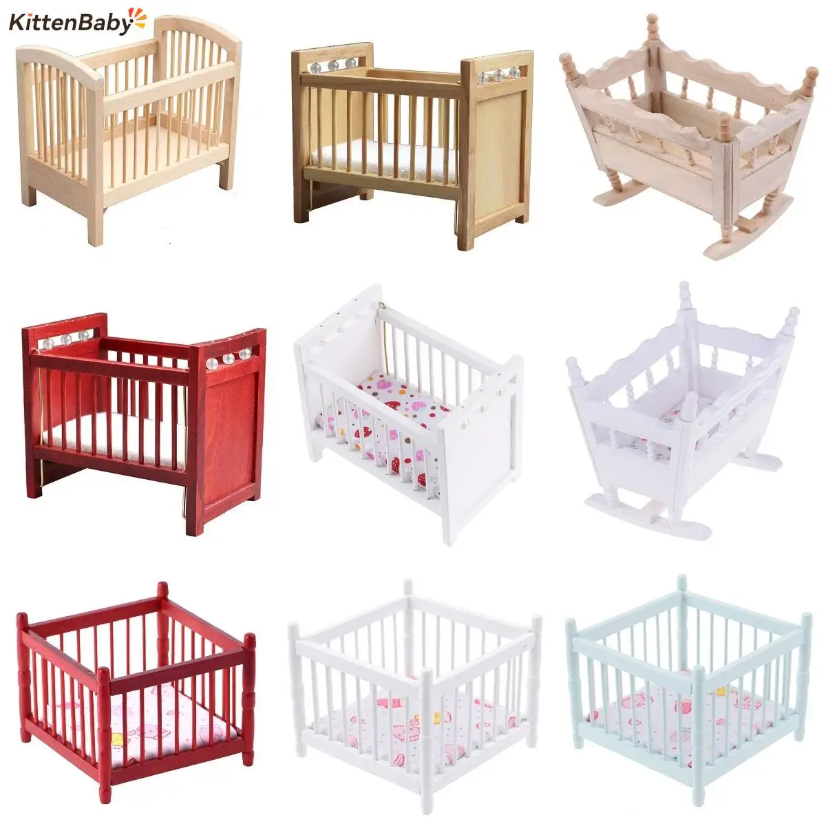 1:12 Dollhouse Miniature Wooden Bed Bedroom Simulation Furniture Model Mini Doll Bed Children's room Doll House Furniture