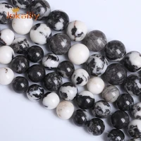 natural black white zebra jaspers round loose spacer beads for jewelry making needlework diy bracelets