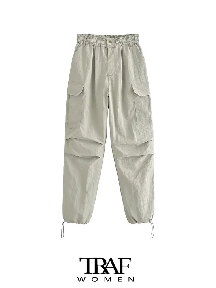 

Брюки-карго женские нейлоновые с боковыми карманами и эластичным поясом