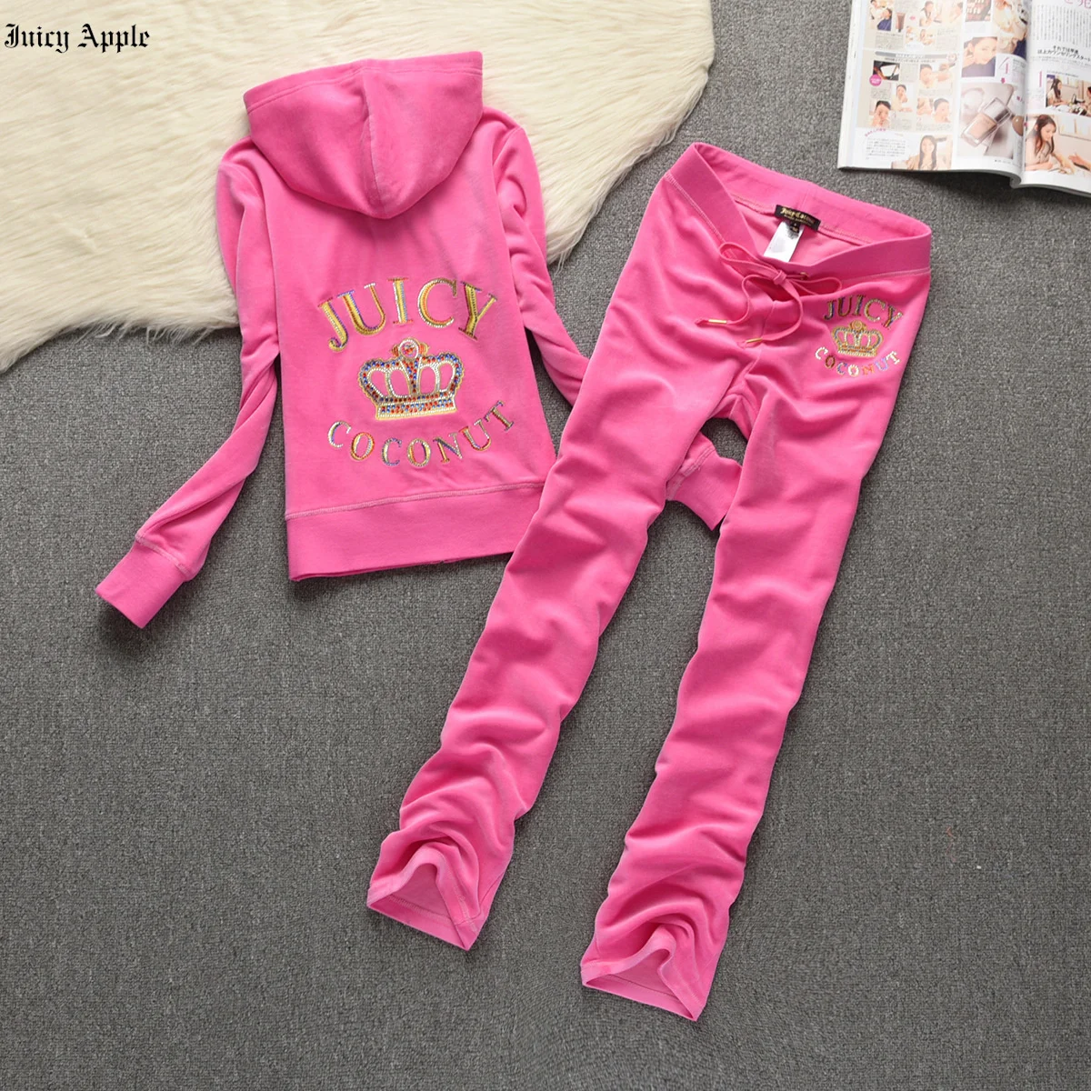 Juicy Apple Tracksuit Women Clothing 2 Pieces Set New Running Sports Suit Long Sleeve Hoodie + Pants Jogging Casual Fashion Suit