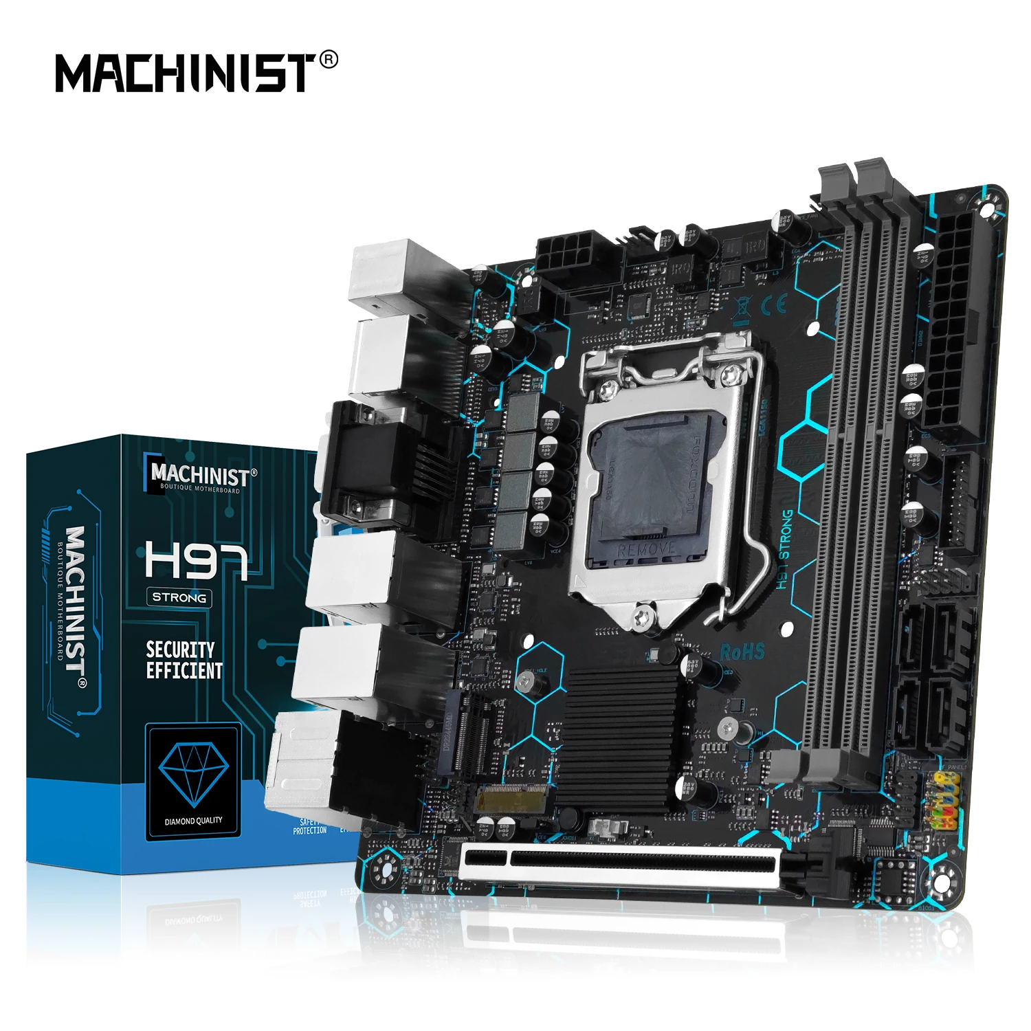 MACHINIST H97 сильная материнская плата LGA 1150 с поддержкой Intel Core i7/i5/i3/E3 DDR3 Mini-ATX VGA/HDMI/DP/COM Dual LAN WIFI M.2