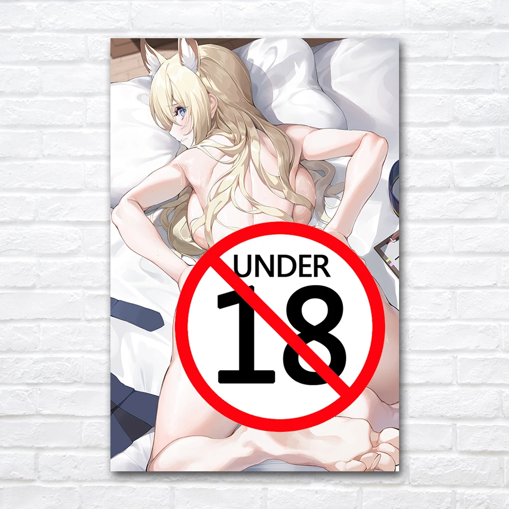 Аниме Горячая обнаженная девушка на кровати Настенное искусство Взрослый