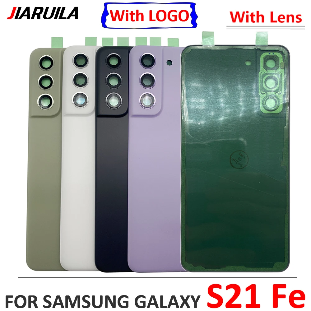 

Новая Задняя стеклянная крышка для Samsung Galaxy S21 Fe, Крышка батарейного отсека, задняя крышка аккумулятора с клейким объективом камеры, запасна...