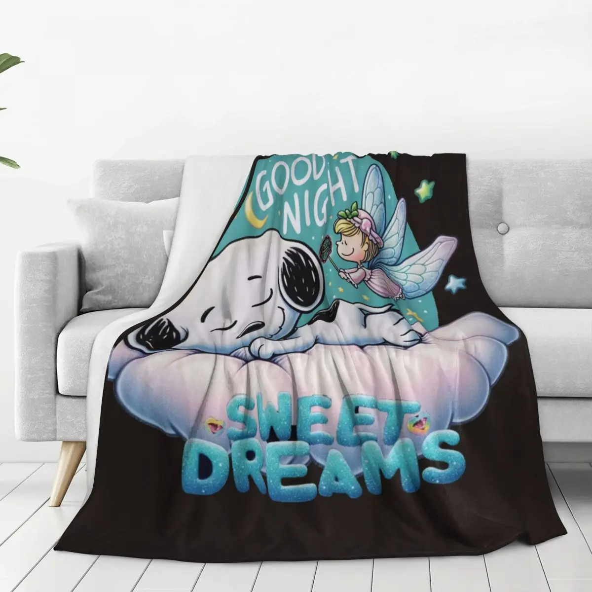 Одеяло Snoppy Good Night дорожное фланелевое одеяло для улицы теплое мягкое