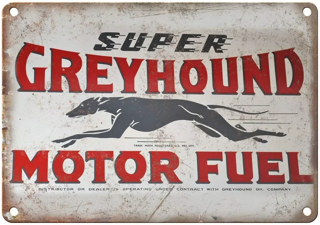 

Greyhound Motor Fuel Metal Sign Vintage Retro Aluminum Plaque Wall Signs Decor for Home Man Cave Pub Club Bar, 8 x 12 Inches